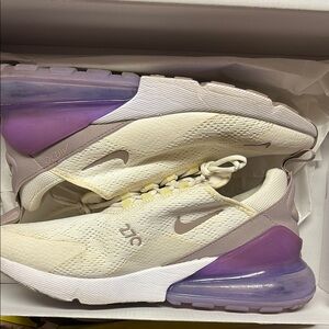 Nike 270 White and Purple Air Max Sneakers